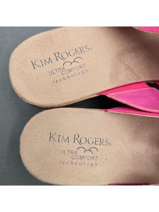 Kim Rogers Norma Wedge Slide Sandals Size 7.5 Pink Textured Strappy Boho Chic - Picture 7 of 9